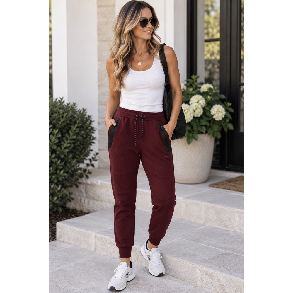 American Eagle 24/7 Jogger Pants Maroon Burgundy Tapered Tech Sweats Small